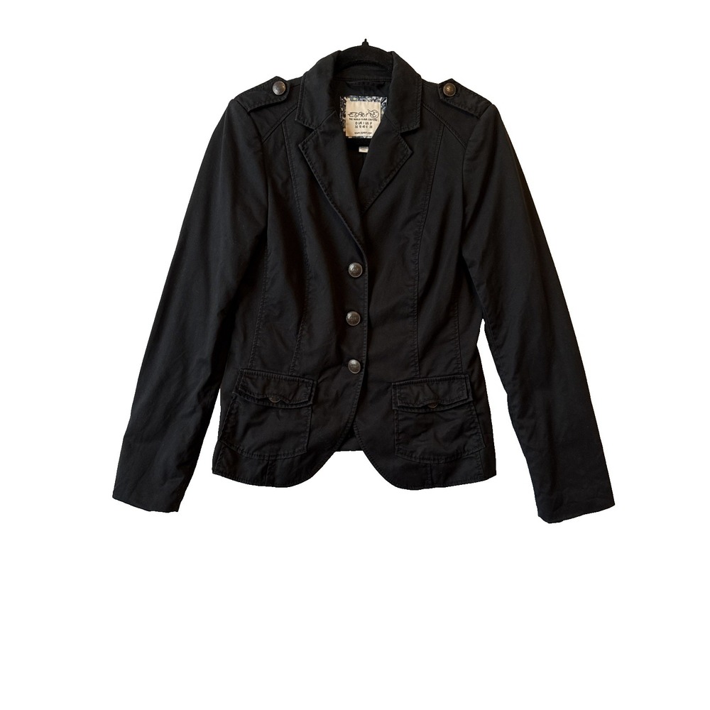 Esprit Military Black Shoulder Epaulets Blazer Jacket 6 Y2K Utility Streetwear